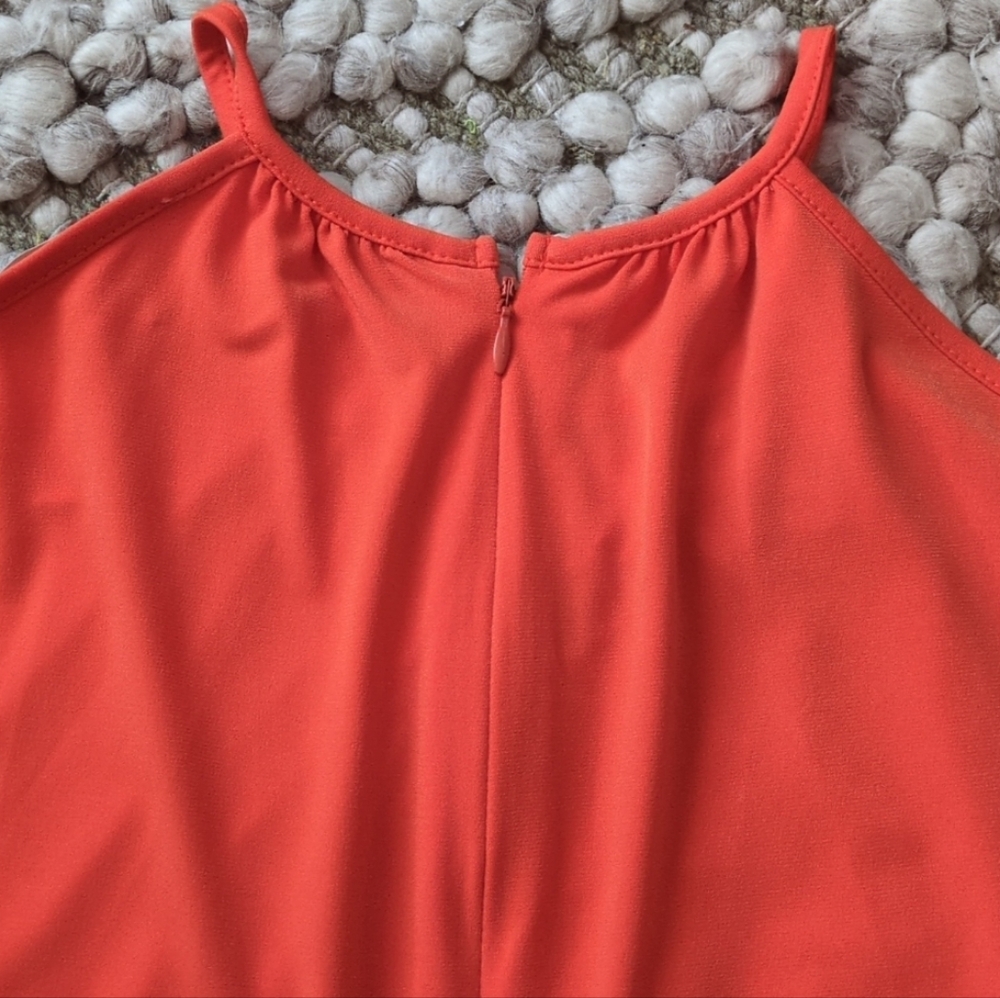 MICHAEL Michael Kors Poppy Orange Gold Tone Halter Cold Shoulder Blouse 1X NWT - Picture 9 of 16